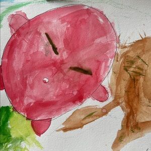 Abstract Red and Green Art original watercolor